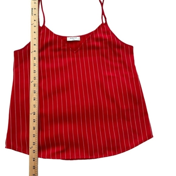 Babaton Aritzia Women's S Red Pinstriped V-Neck Sleeveless Tank Top Blouse Y2K - Picture 7 of 13
